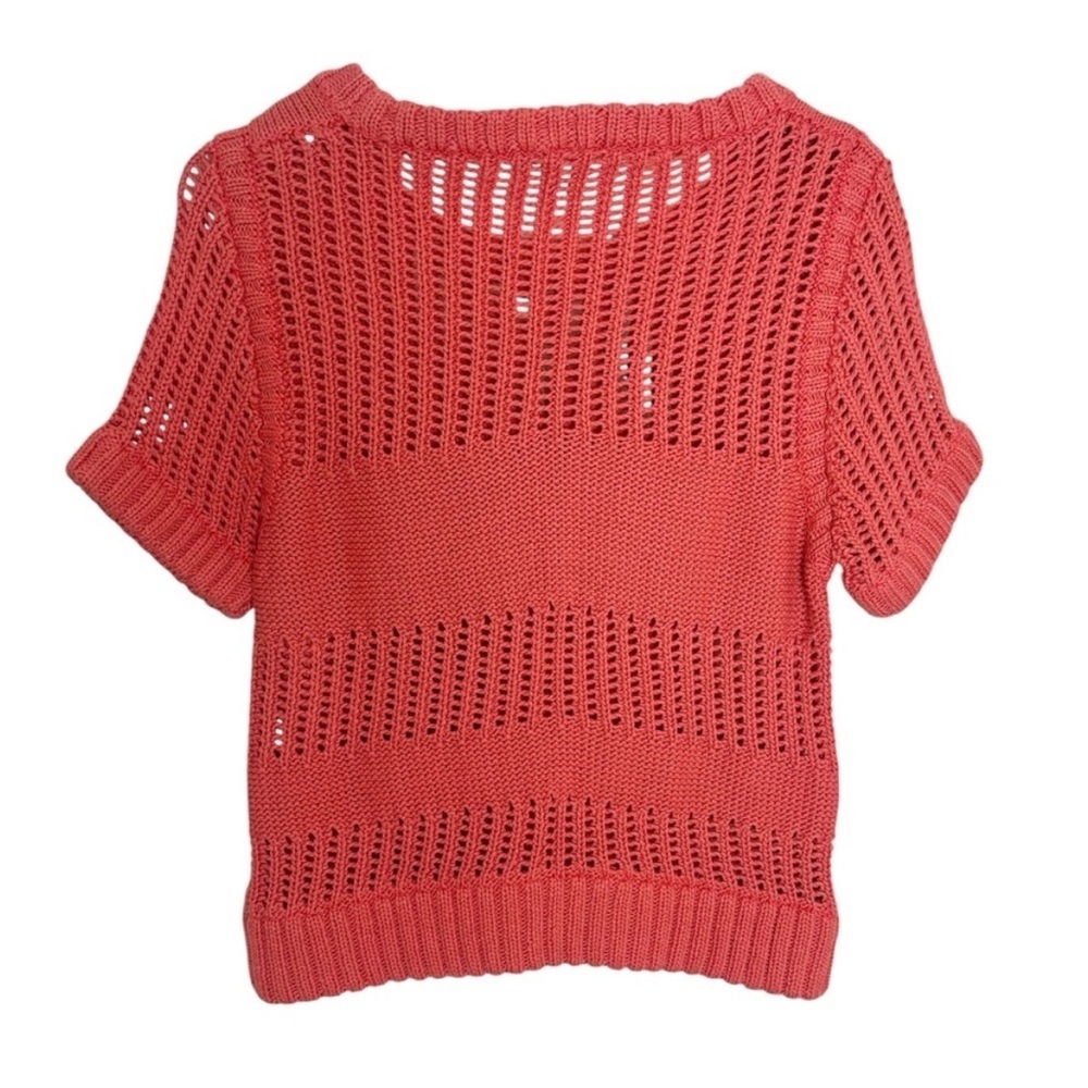 WHIT Red ❤️ Cotton Summer Short Sleeve Sweater with Open Knit Design. Cute! ❤️ - Picture 2 of 8